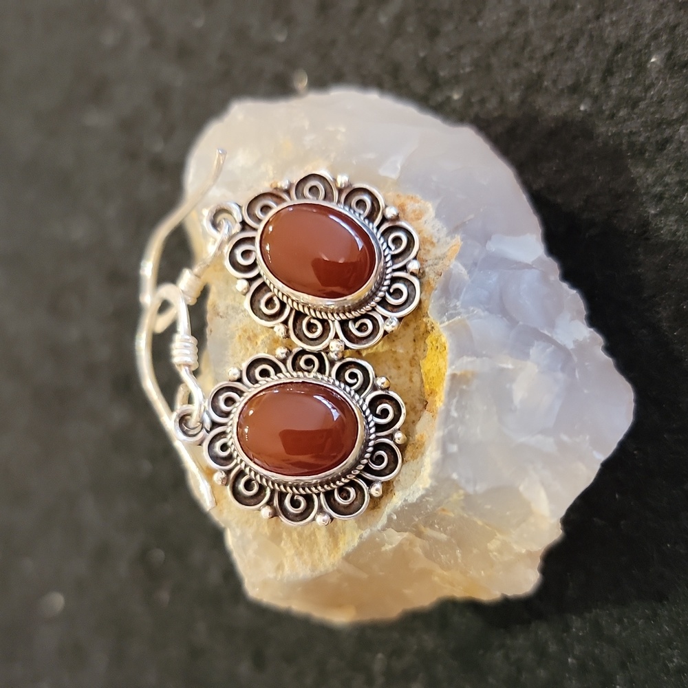 Carnelian and Sterling Silver Earrings